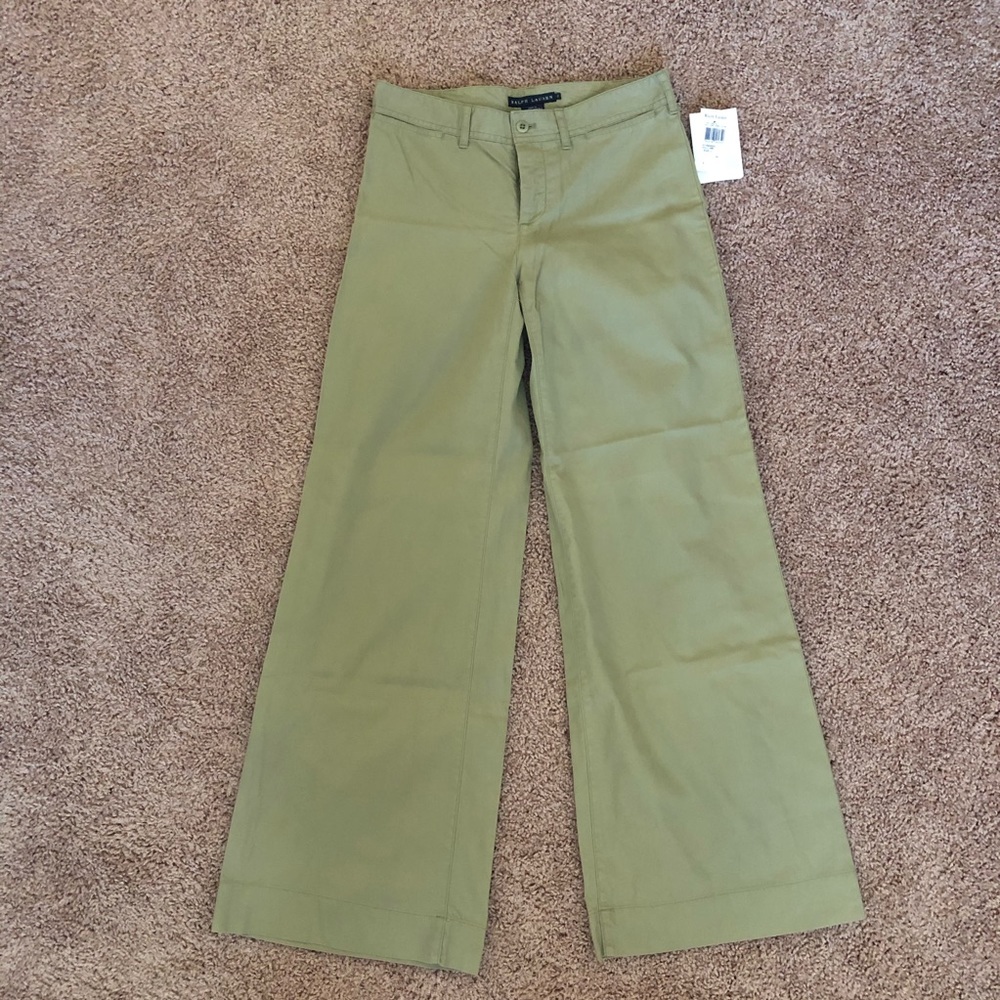 NWT Ralph Lauren green Wide leg pant size 2